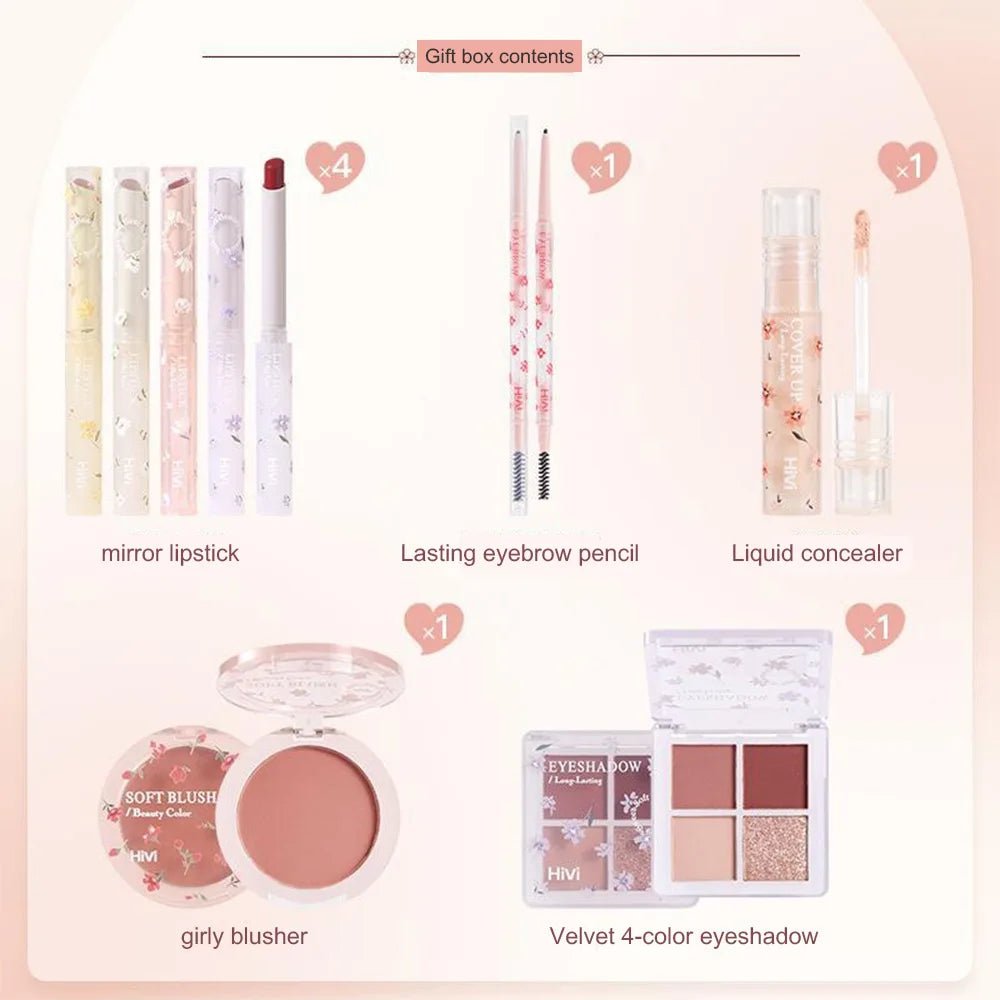 GlamEssence™ 8 - in - 1 Complete Makeup Set – Lipstick, Concealer, Eyeshadow, Blush & More - VivaHues