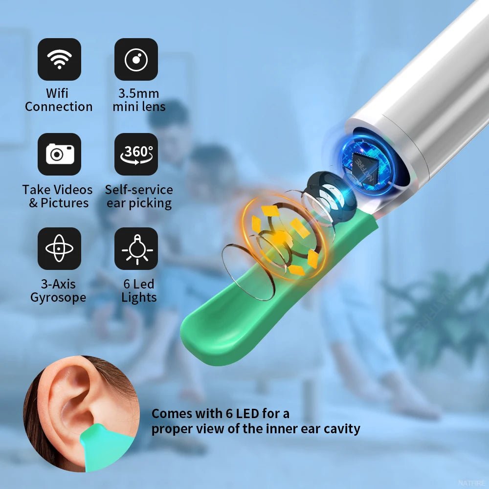 Wireless Ear Cleaner with HD Camera & USB - C Charging | Smart Otoscope Endoscope for Wax Removal - VivaHues